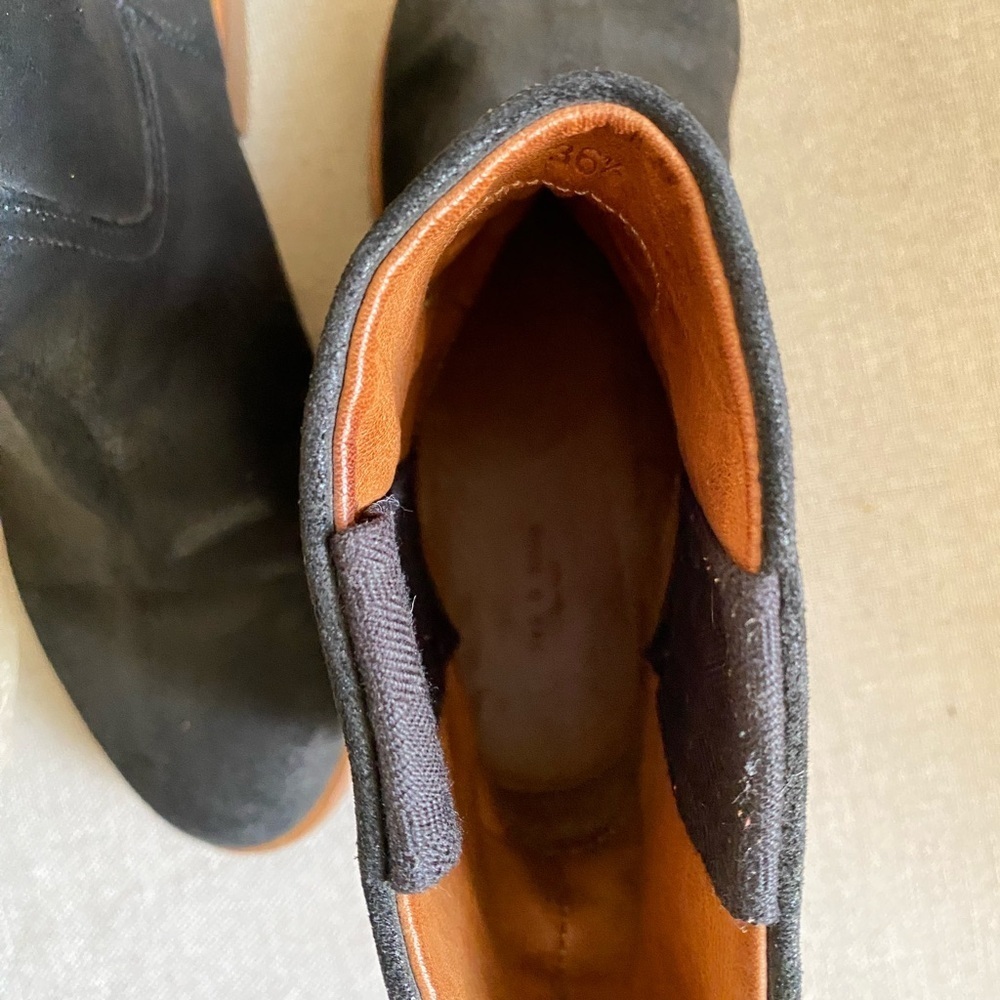 Rag & Bone Italian black oiled Leather boots boho chic ,Sole in Tan size 36.5 - Picture 6 of 12